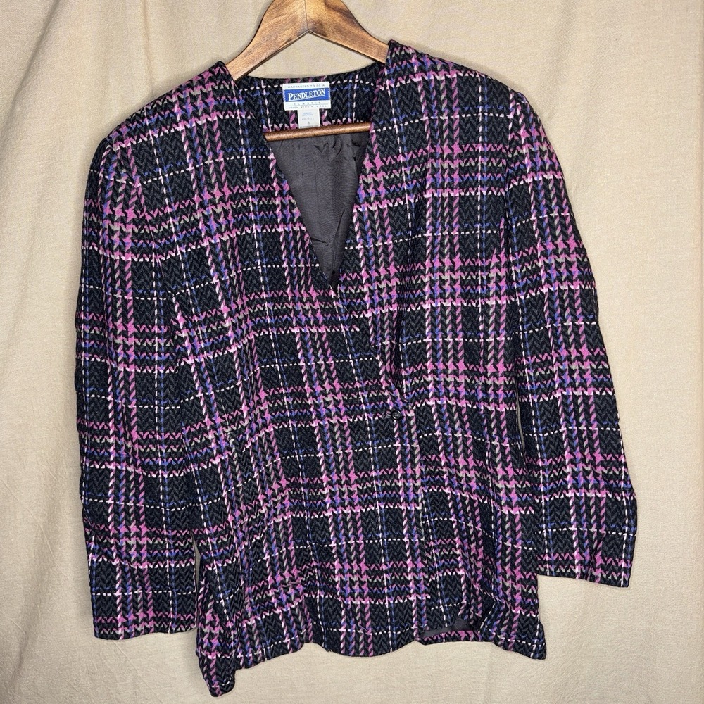 Vintage Women Pendleton Wool Career Blazer Jacket Size 8‎ Lined made in USA